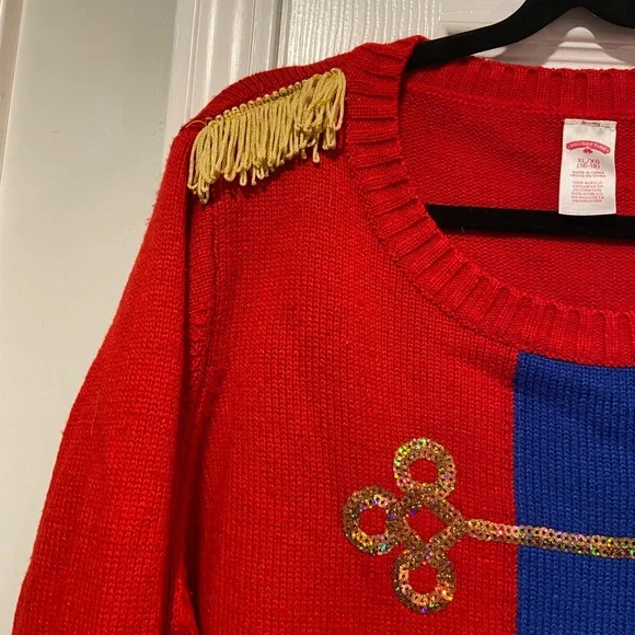Holiday Time Size XL Toy Soldier Crew Neck Embellished Christmas Ugly Sweater - Picture 4 of 8